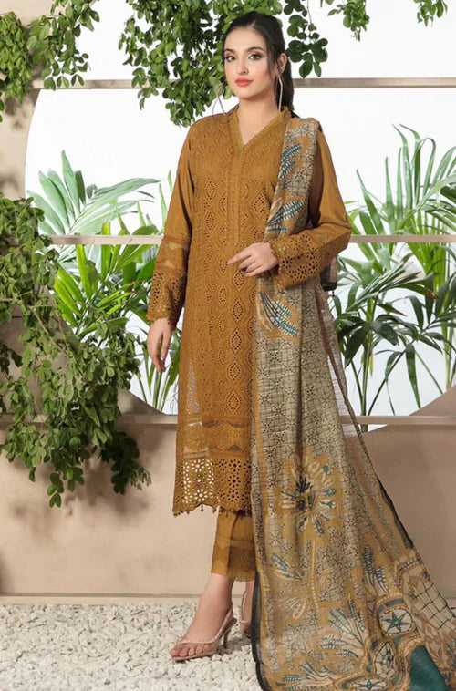 LAWN-3PC EMBROIDERED SHIRT WITH PRINTED DUPATTA-1066