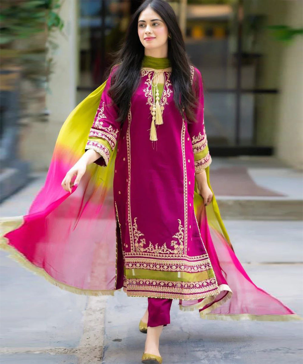 Lawn-3PC Embroidered With Chiffon Dye N Dye Dupatta-1035