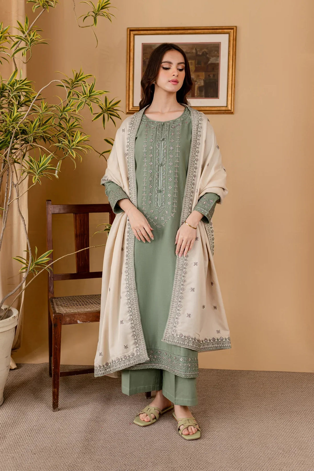 3PC Lawn Embroidered With Lawn Embroidered Dupatta-1059