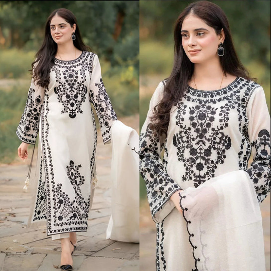 Lawn 3PC Embroidered With Chiffon Embroidered Dupatta-1031