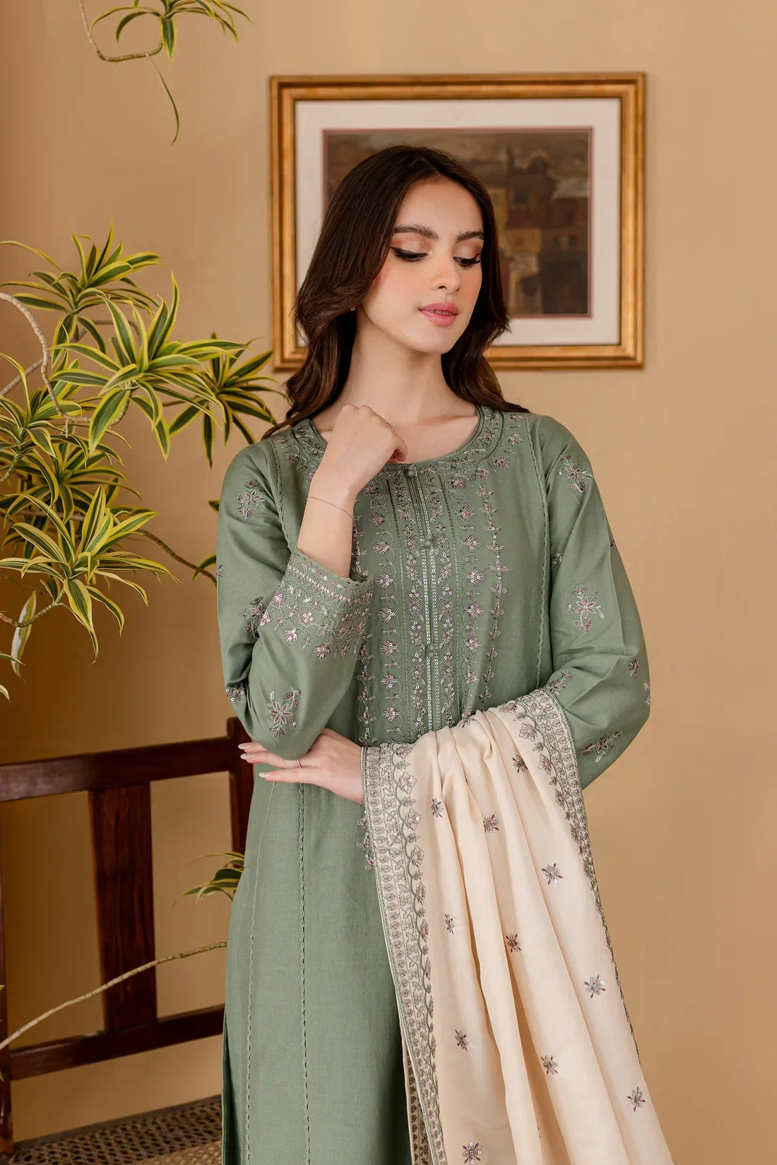 3PC Lawn Embroidered With Lawn Embroidered Dupatta-1059