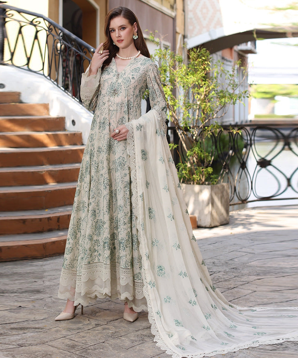 Lawn 3PC Embroidered With Chiffon Embroidered Dupatta-1103