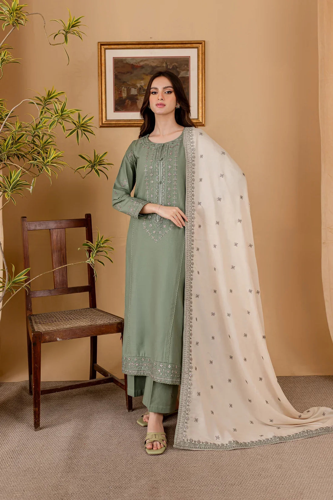 3PC Lawn Embroidered With Lawn Embroidered Dupatta-1059