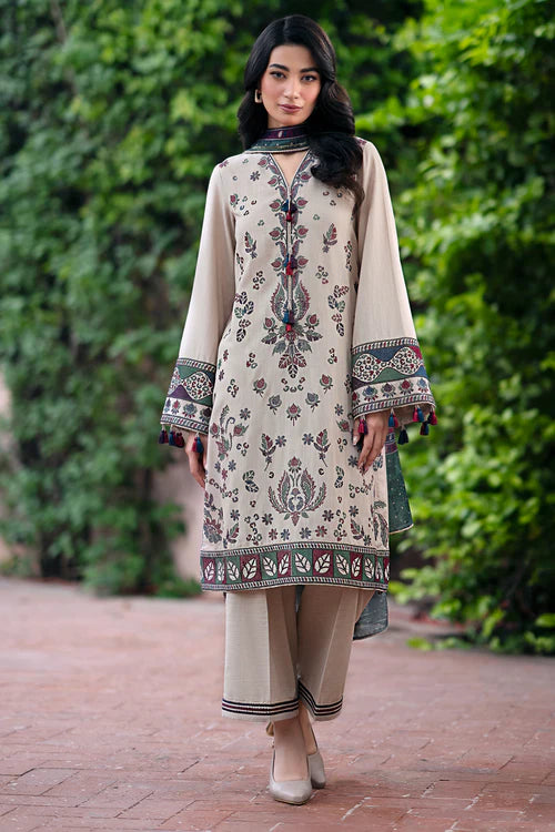 Khaddar 3PC Embroidered Shirt With Printed Dupatta-210