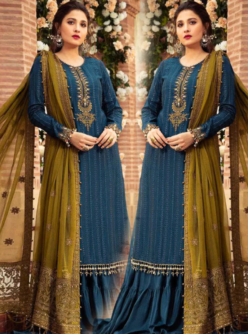 Lawn 3PC Embroidered with Chiffon Embroidered Dupatta-1121