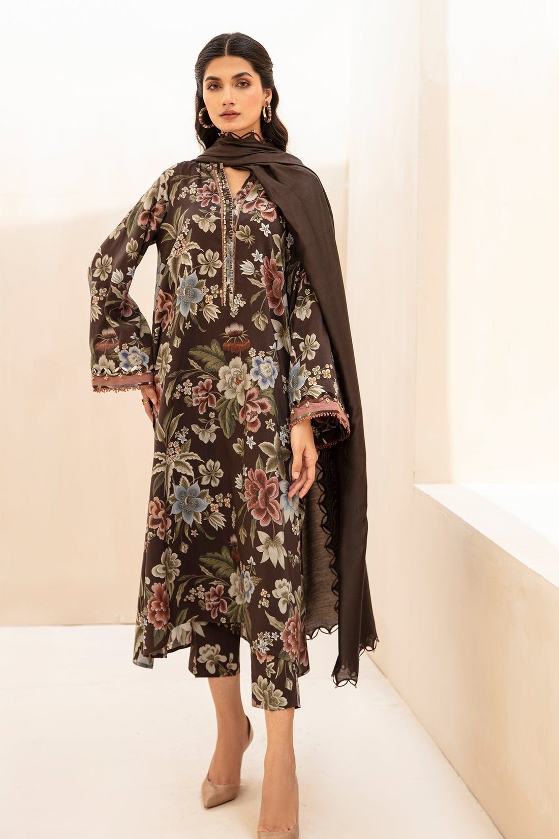 3PC Lawn Printed Shirt With Voile Printed Dupatta-1510