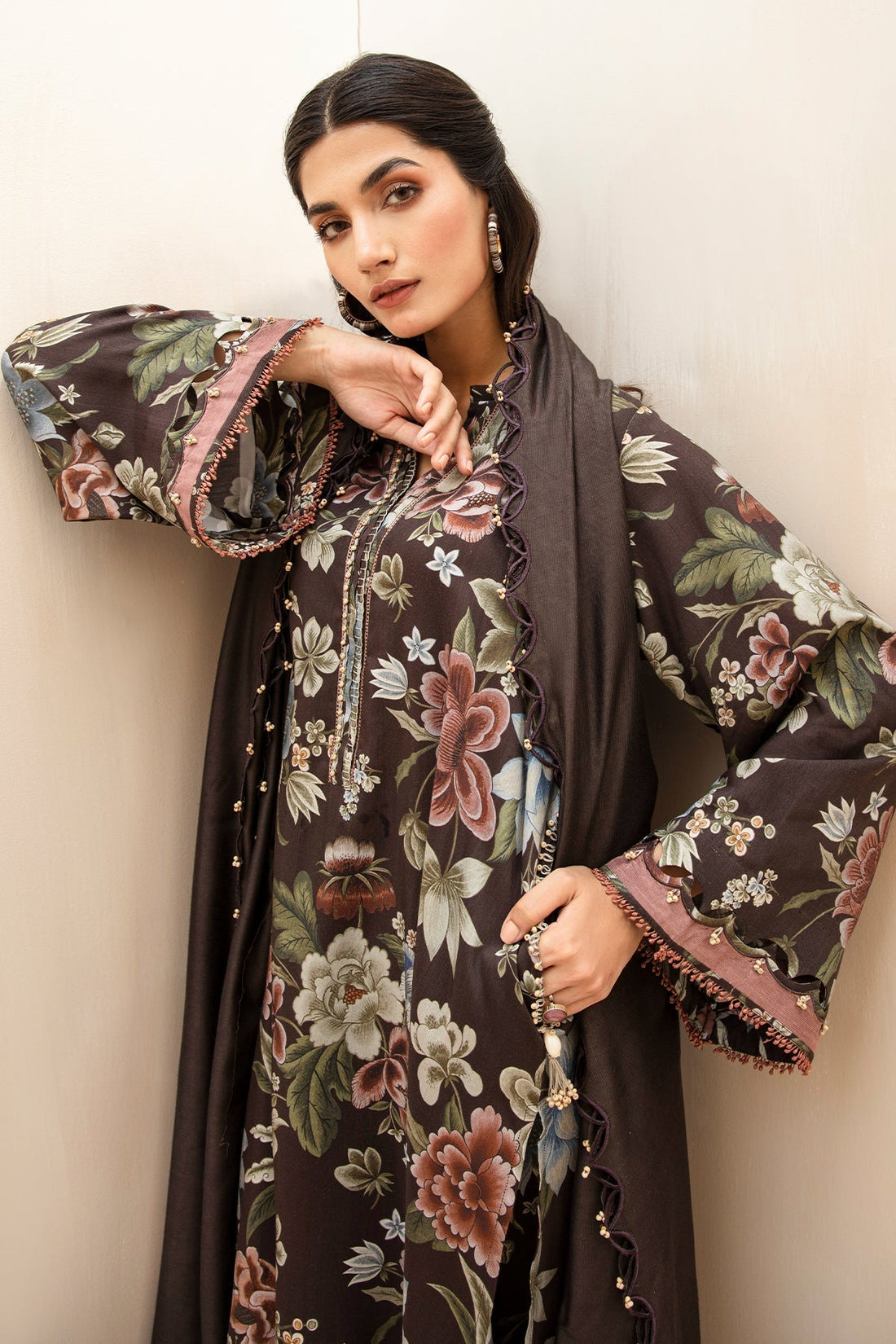 3PC Lawn Printed Shirt With Voile Printed Dupatta-1510