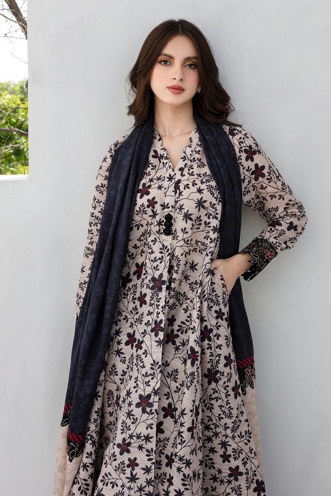 3PC Lawn Printed Shirt With Voile Printed Dupatta-1513