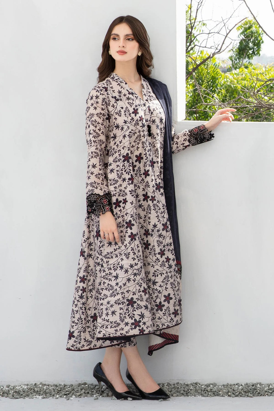 3PC Lawn Printed Shirt With Voile Printed Dupatta-1513