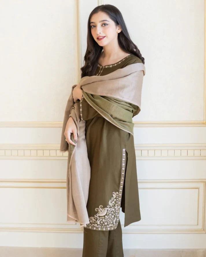 Lawn 3PC Embroidered with Swiss Lawn Shawl-1043