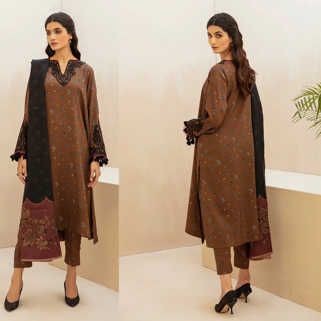 KARANDI 3PC  PRINTED SHIRT WITH KARANDI PRINTED DUAPTTA AND TROUSER-809