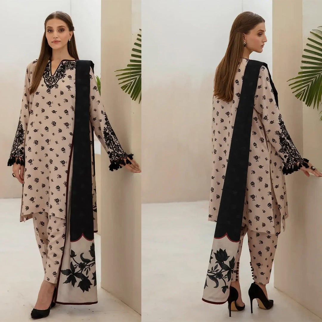 KARANDI 3PC  PRINTED SHIRT WITH KARANDI PRINTED DUAPTTA AND TROUSER-808