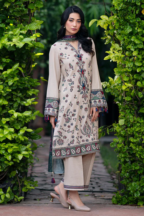 Khaddar 3PC Embroidered Shirt With Printed Dupatta-210