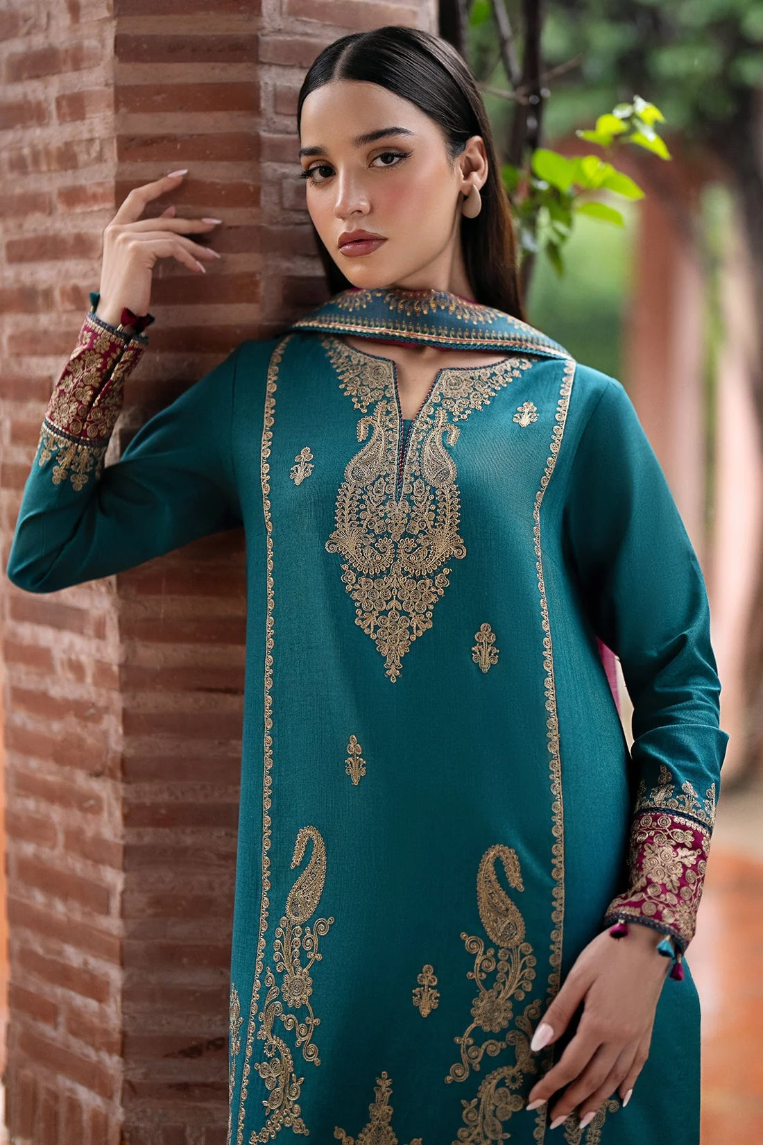 Dhanak 3PC Embroidered With Digital Printed Wool Shawl-286