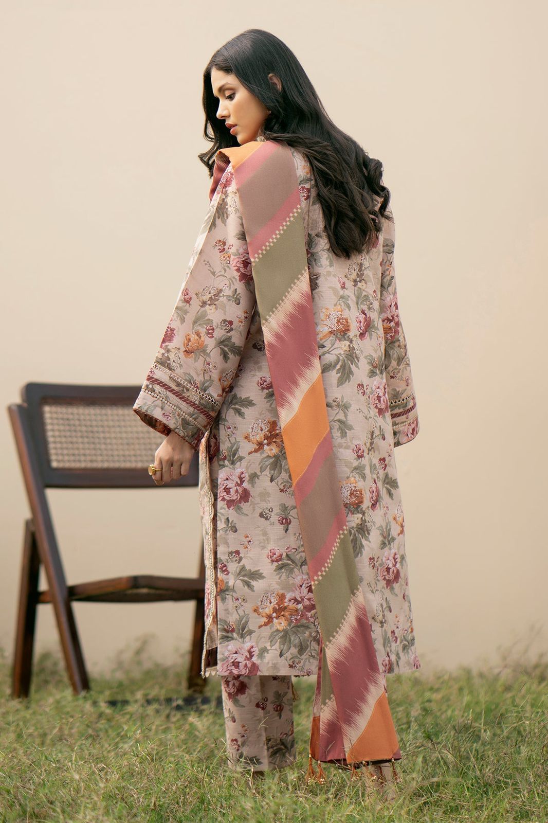 3PC Lawn Printed Shirt With Voile Printed Dupatta-1501