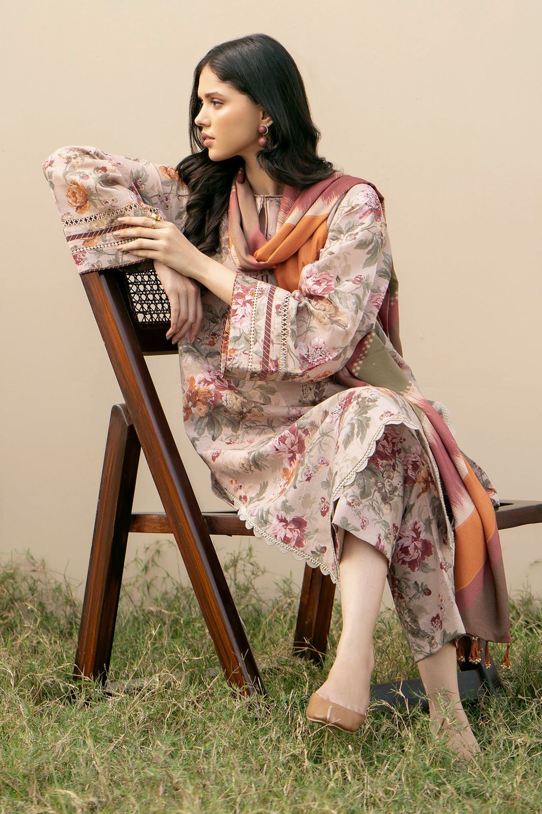 3PC Lawn Printed Shirt With Voile Printed Dupatta-1501