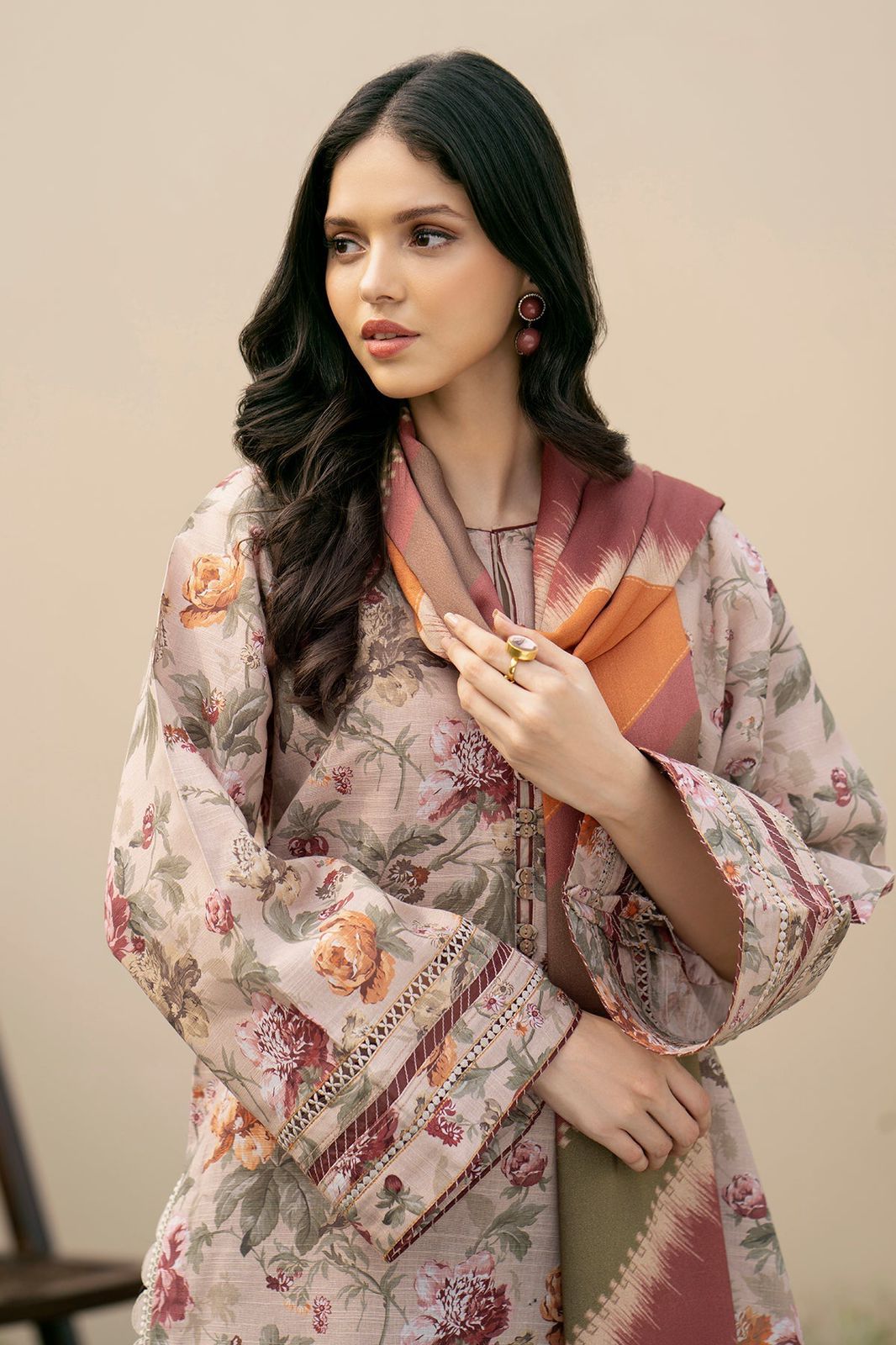 3PC Lawn Printed Shirt With Voile Printed Dupatta-1501