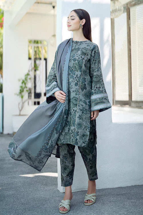 Lawn 3PC  Printed Shirt With Voile Printed Dupatta-781