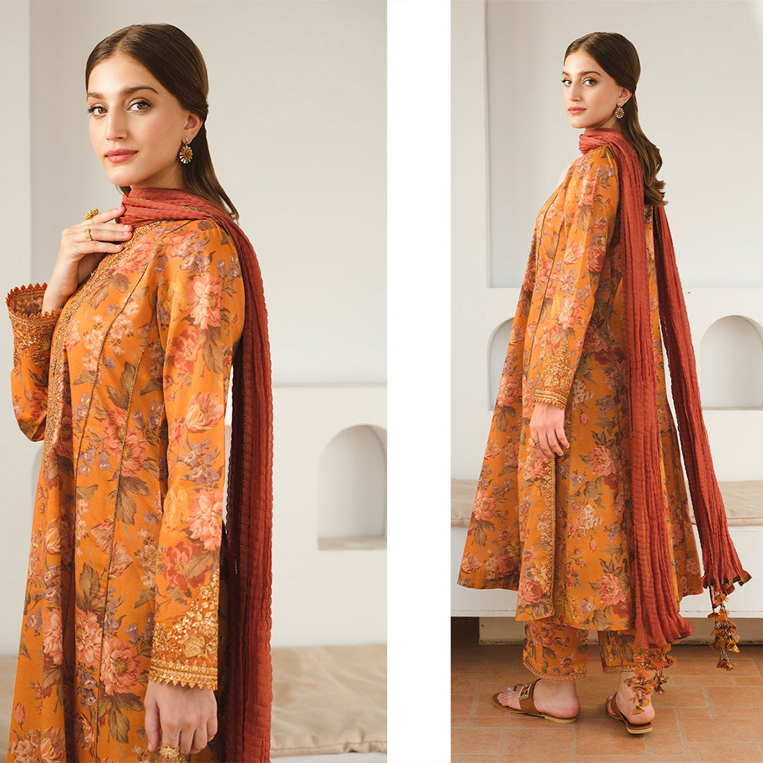 KHADDAR 3PC WITH KHADDAR PRINTED SHIRT & TROUSER-908