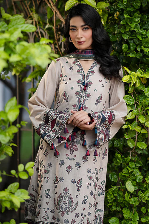 Khaddar 3PC Embroidered Shirt With Printed Dupatta-210