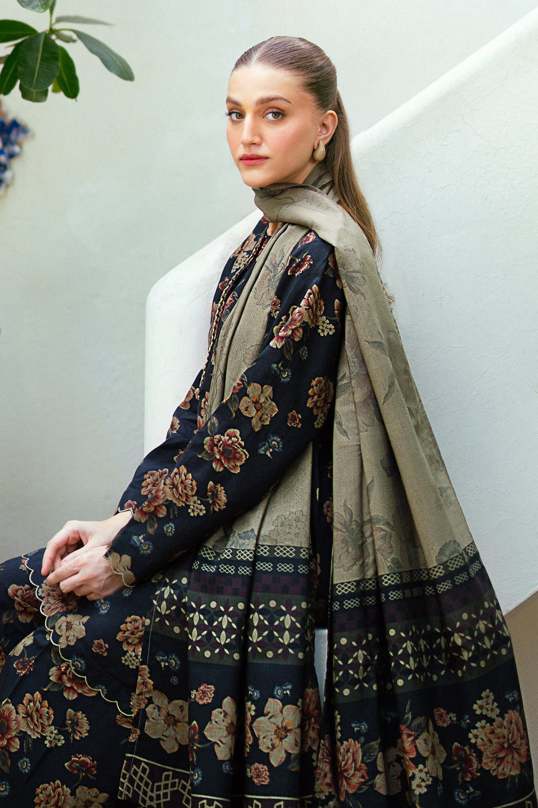 3PC Lawn Printed Shirt With Voile Printed Dupatta-1514