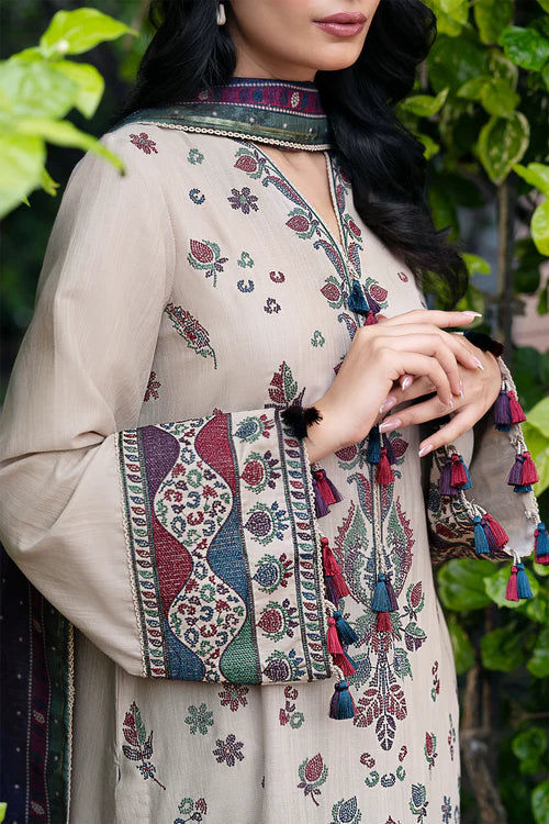 Khaddar 3PC Embroidered Shirt With Printed Dupatta-210