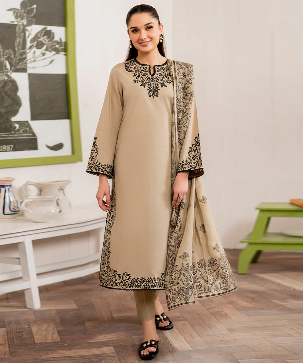 3PC Lawn Embroidered Shirt With Printed Dupatta-1150