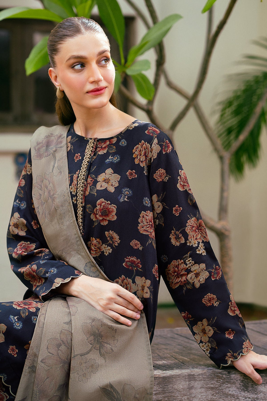 3PC Lawn Printed Shirt With Voile Printed Dupatta-1514