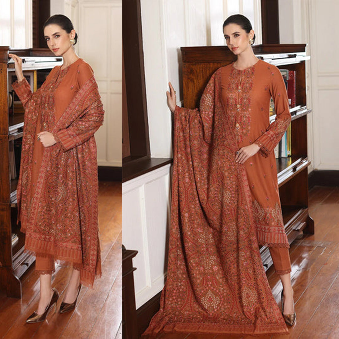 Dhanak 3PC Embroidered With Dhanak Shawl Embroidered-188