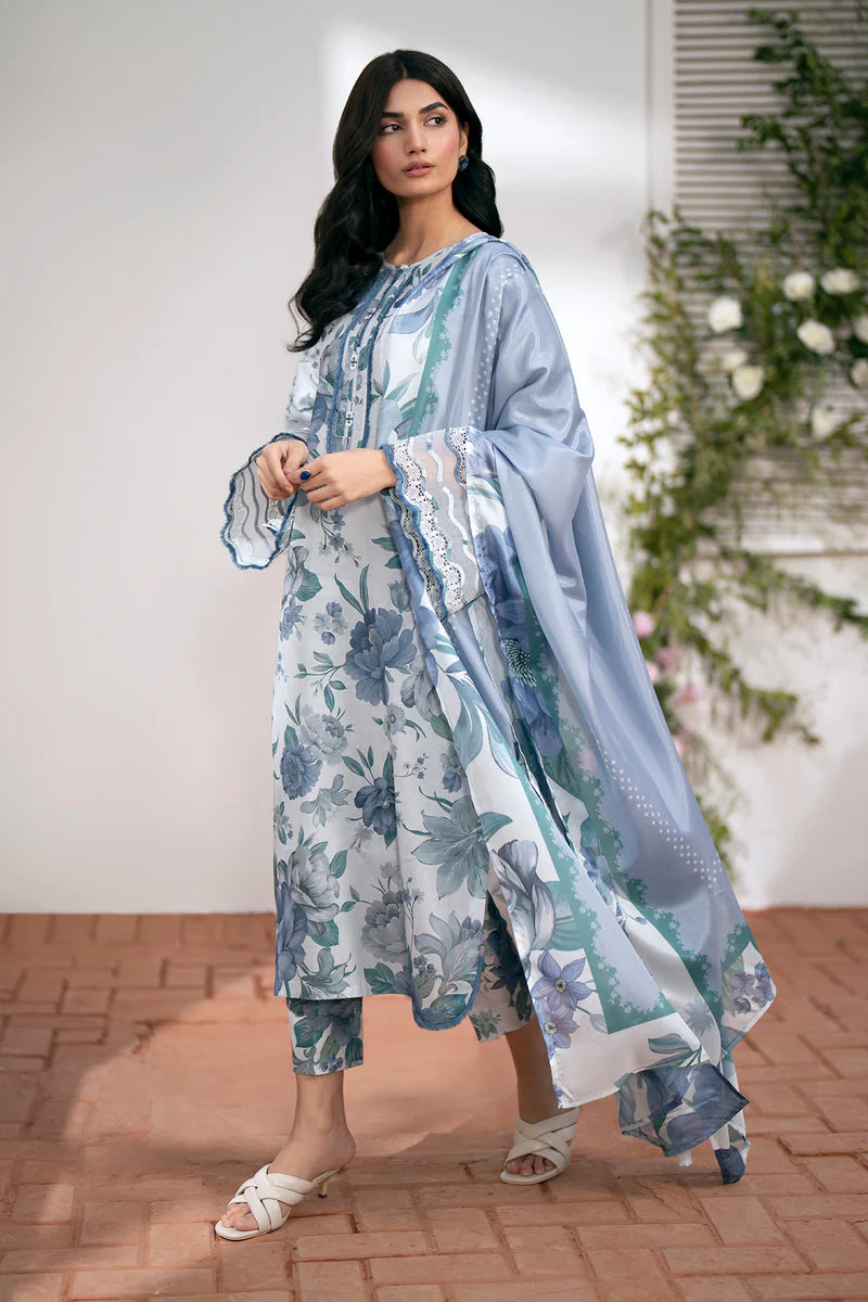 Lawn 3PC  Printed Shirt With Voile Printed Dupatta-789