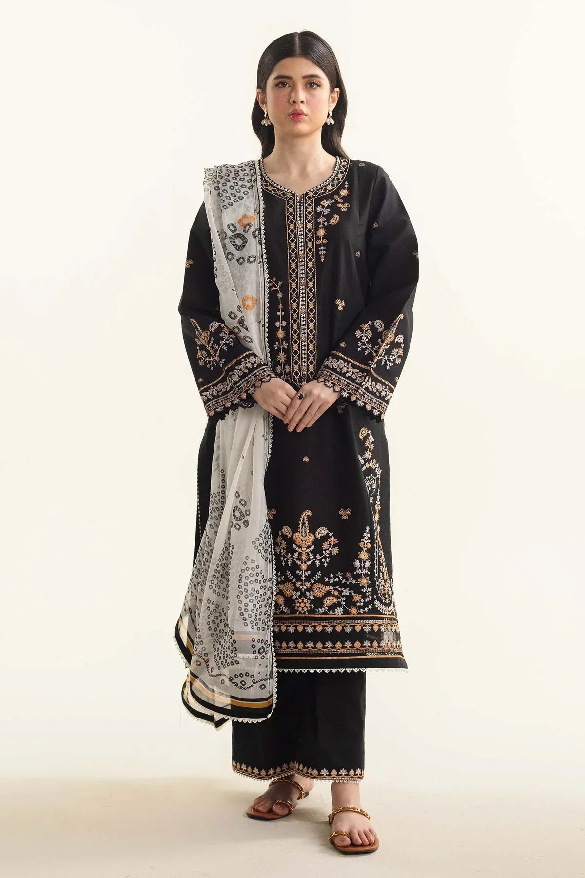 Lawn 3PC  Embroidered Shirt With Printed Dupatta-490