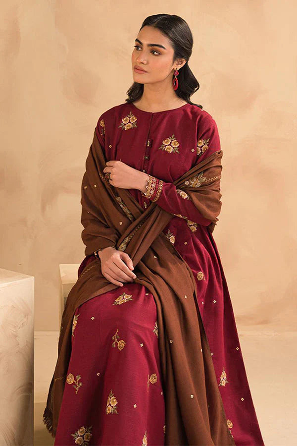 Lawn 3PC Embroidered With Lawn Embroidered Dupatta-1030