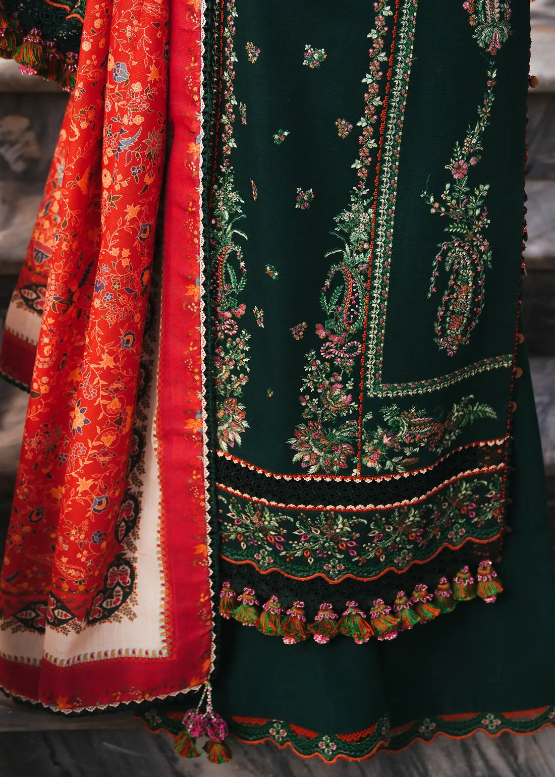 Lawn-3PC Embroidered Shirt with Digital Printed Jacquard Dupatta- 1003