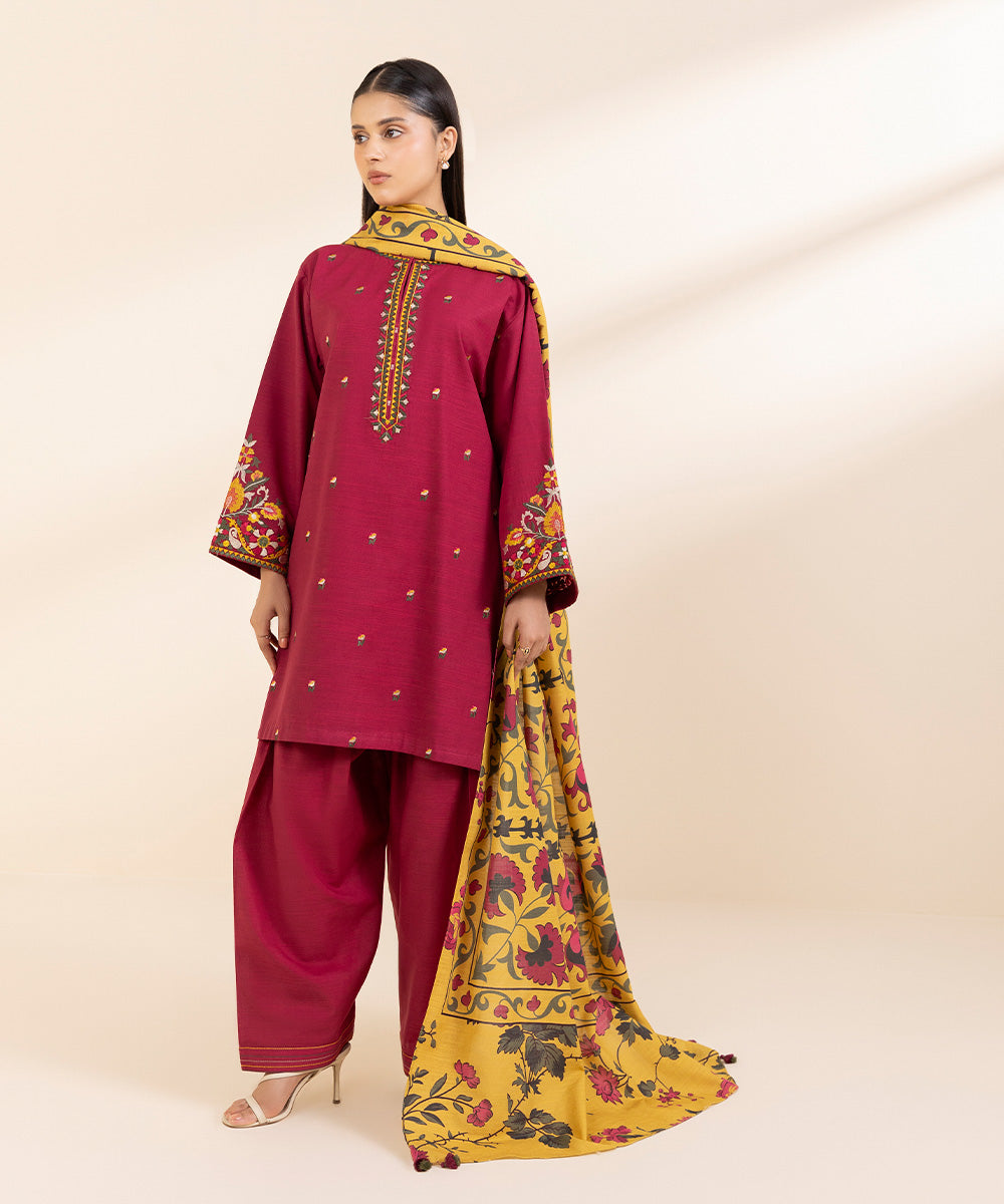 Lawn 3PC Embroidered Shirt with Digital Printed Dupatta-1237