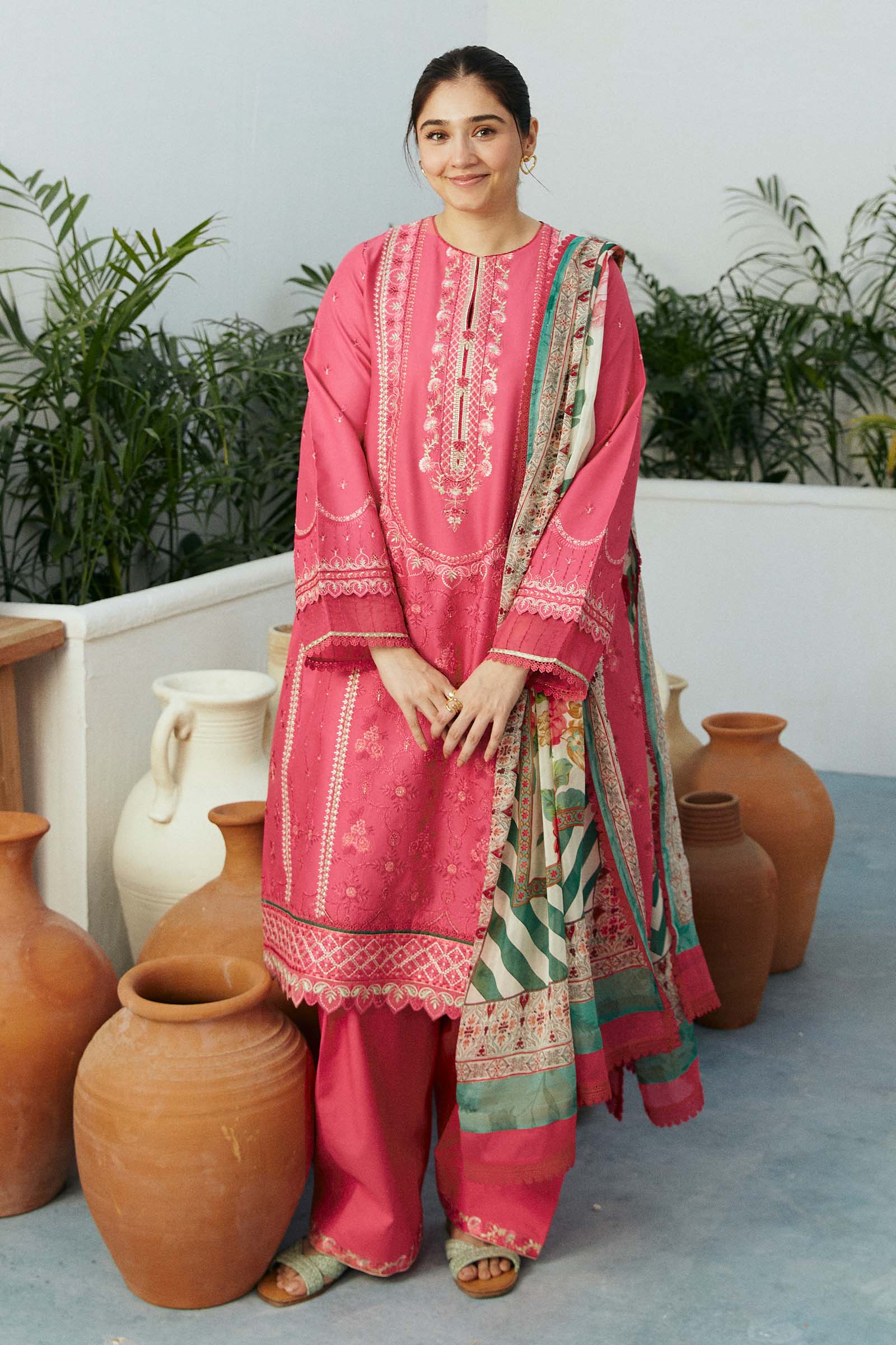 Lawn 3PC  Embroidered Shirt With Printed Dupatta-515