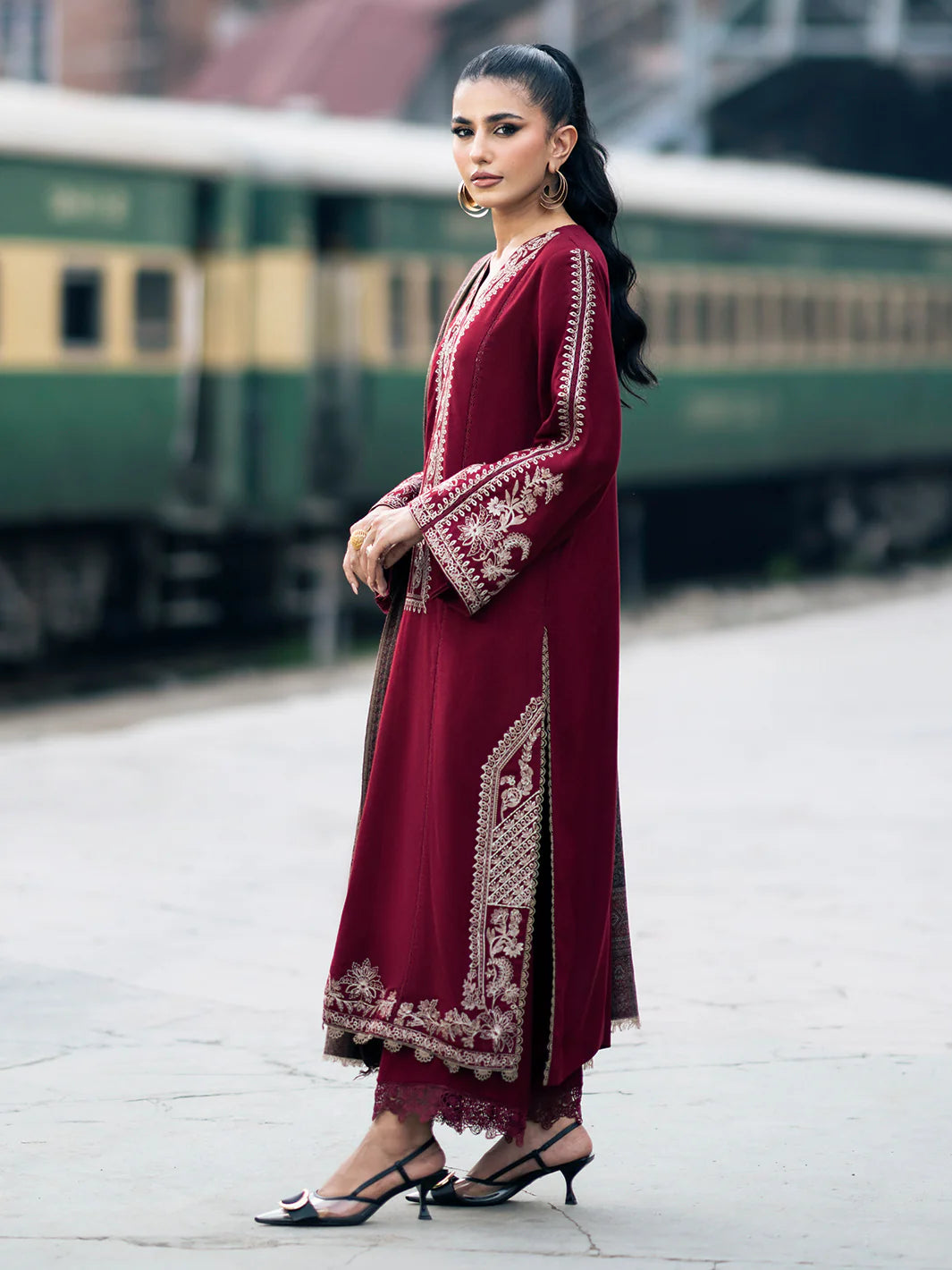 Dhanak 3PC Embroidered With Digital Printed Wool Shawl-258