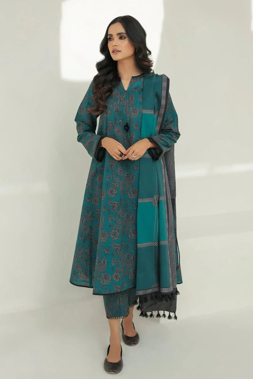 KARANDI 3PC PRINTED SHIRT WITH KARANDI PRINTED DUAPTTA AND TROUSER-803