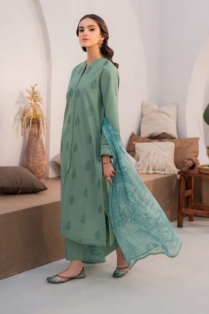 LAWN-3PC EMBROIDERED SHIRT WITH PRINTED DUPATTA-1228