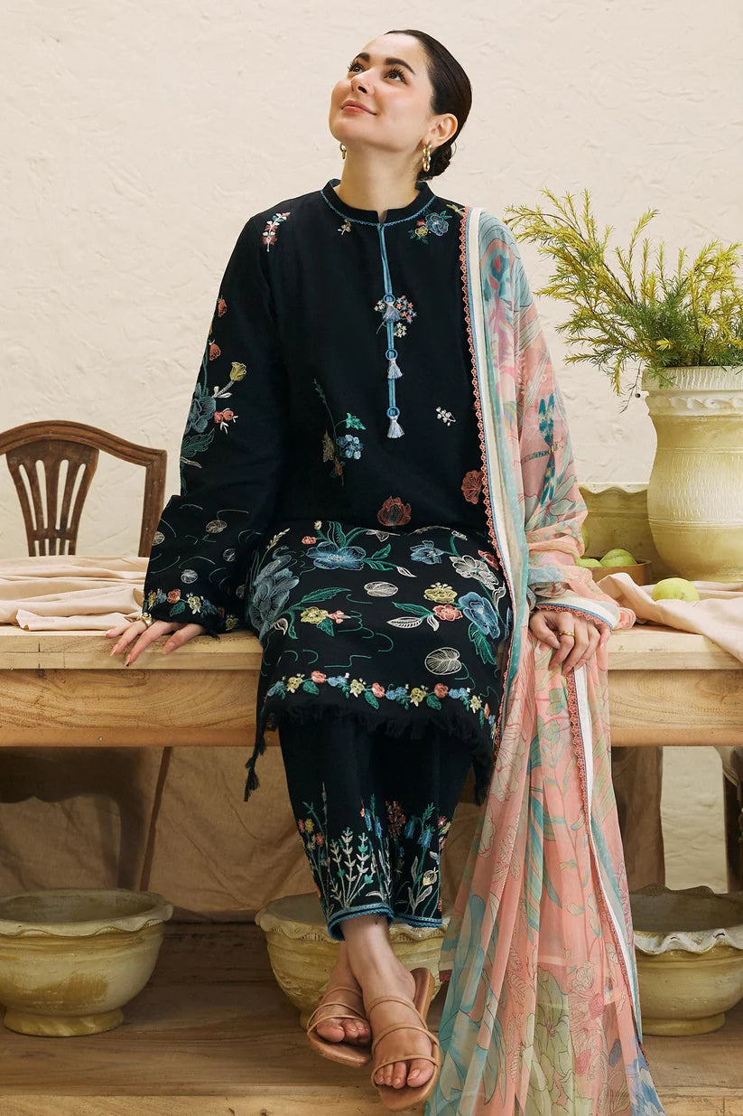 Lawn  3PC  Embroidered Shirt With Printed Dupatta-374