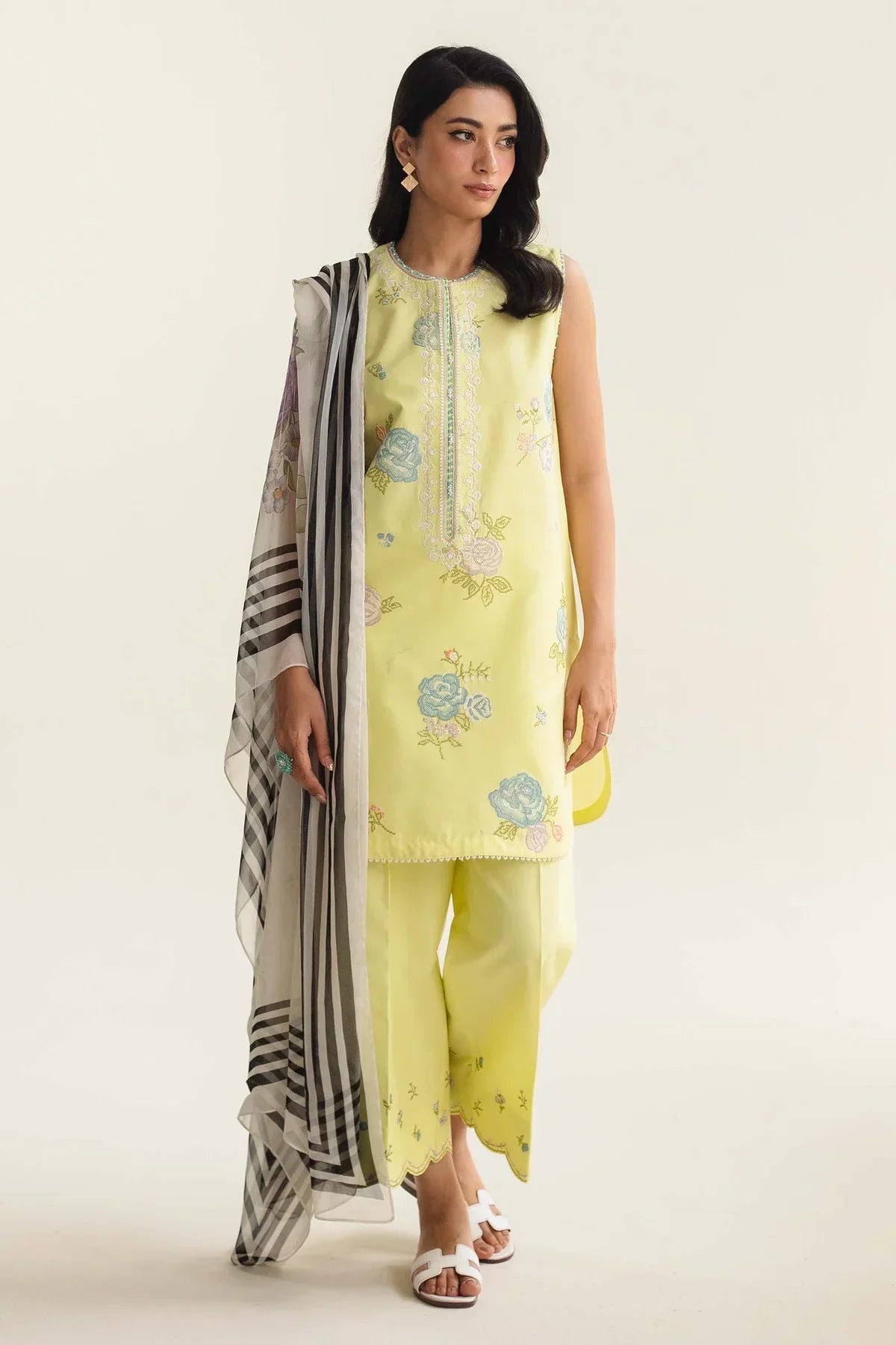 Lawn 3PC  Embroidered Shirt With Printed Dupatta-507