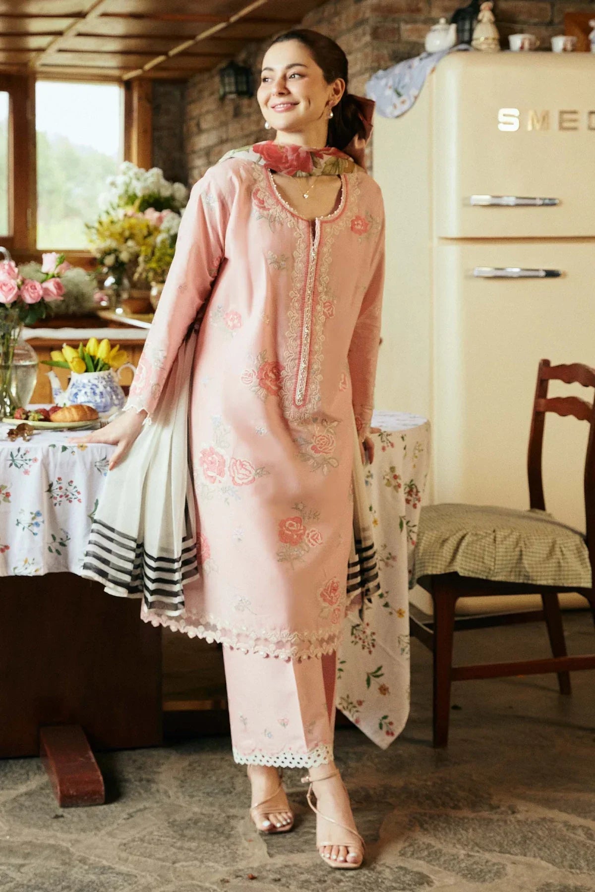 Lawn 3PC Embroidered Shirt With Printed Dupatta-502