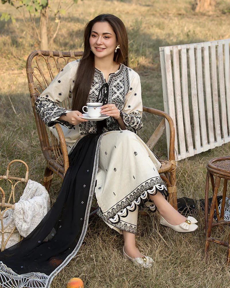 Lawn-3PC Embroidered Shirt with Organza Embroidered Dupatta-1354