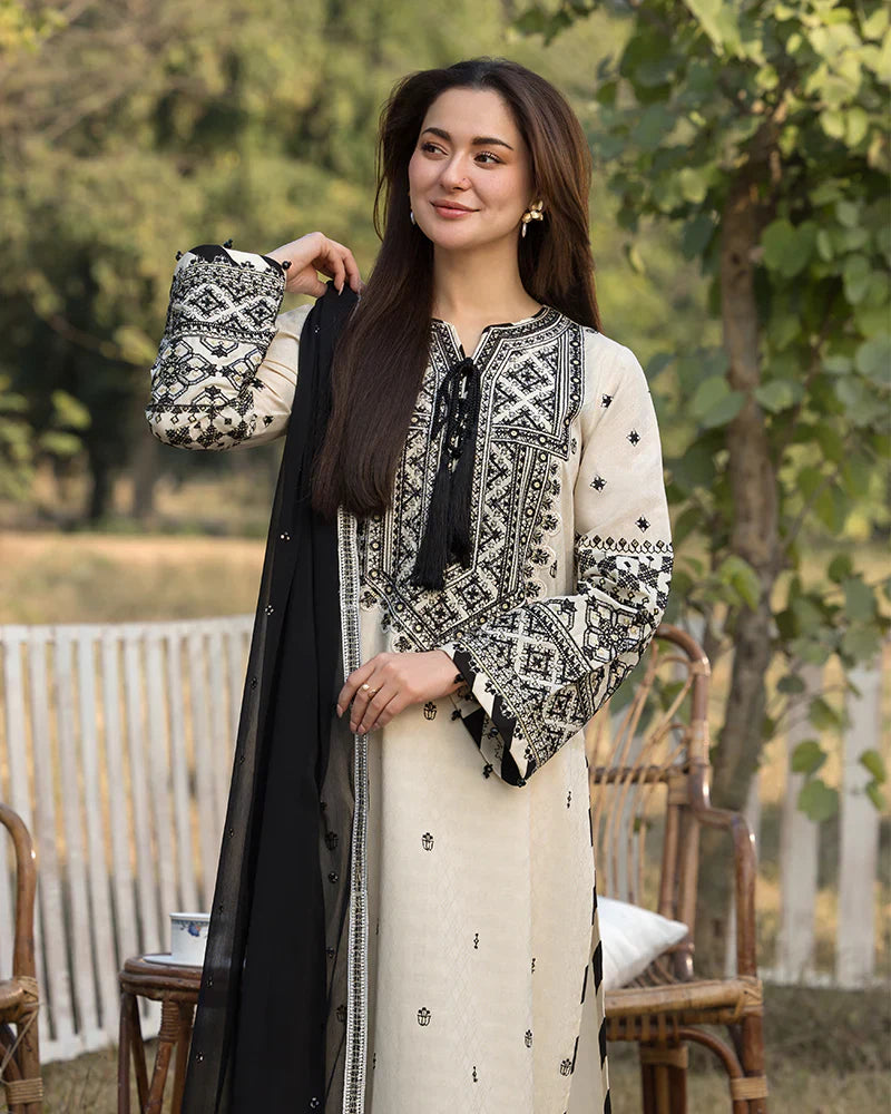 Lawn-3PC Embroidered Shirt with Organza Embroidered Dupatta-1354