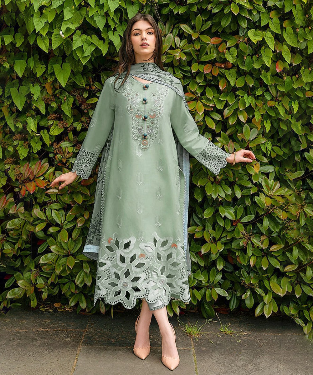 Lawn-3PC Embroidered Shirt with Digital Printed Jacquard Dupatta- 1191
