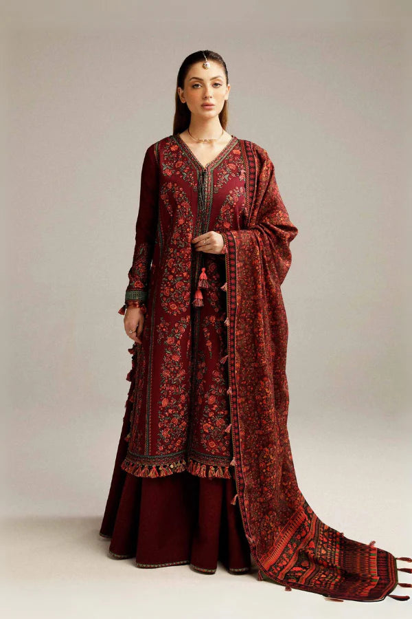 Dhanak 3PC Embroidered With Digital Printed Dupatta-172