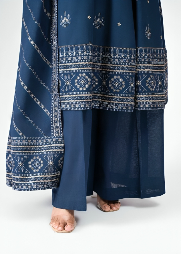 Lawn 3PC Embroidered Shirt with Lawn Embroidered Dupatta -1061
