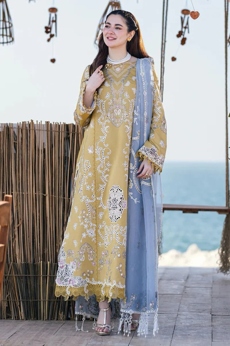 Lawn 3PC Embroidered With Organza Embroidered Dupatta-450