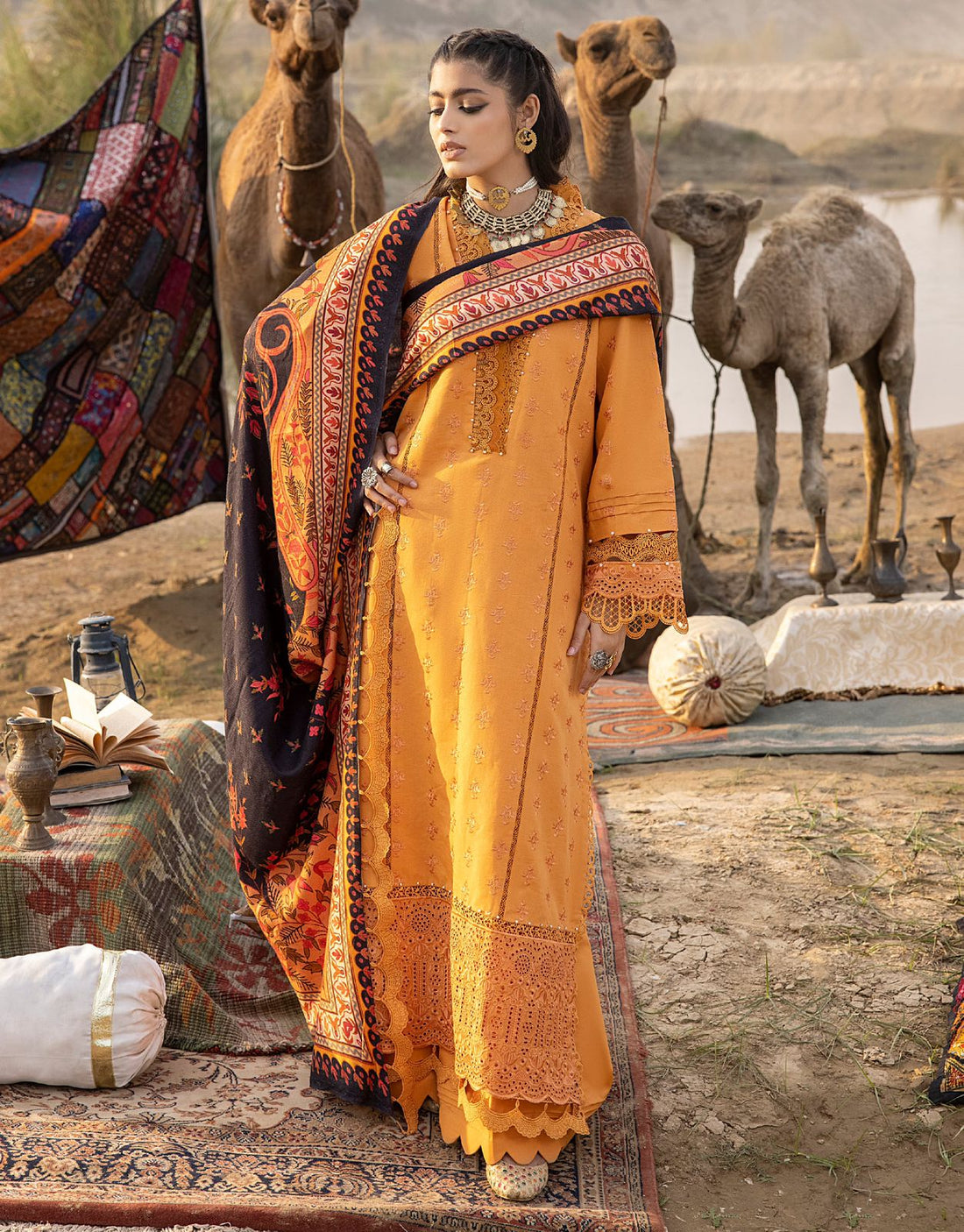 Lawn 3PC Embroidered With Printed Dupatta-332