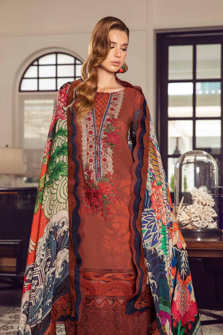 LAWN 3PC Printed Shirt With Printed Dupatta And Trouser-778