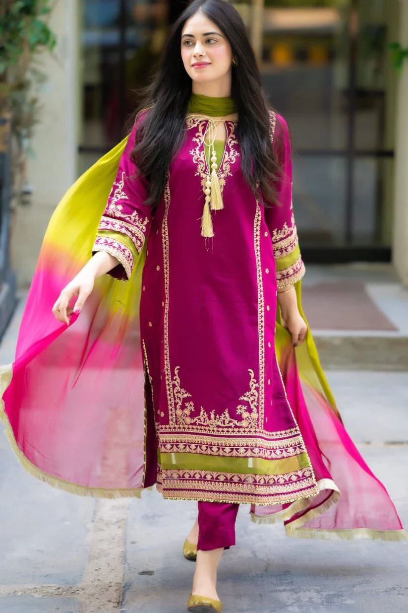 Lawn-3PC Embroidered With Chiffon Dye N Dye Dupatta-1035